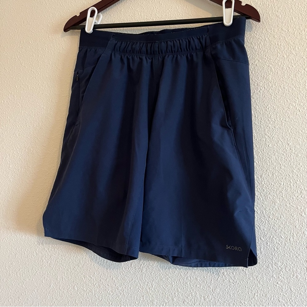 Skora Mens Navy Quick Dry Elastic Waist Running Shorts Size S